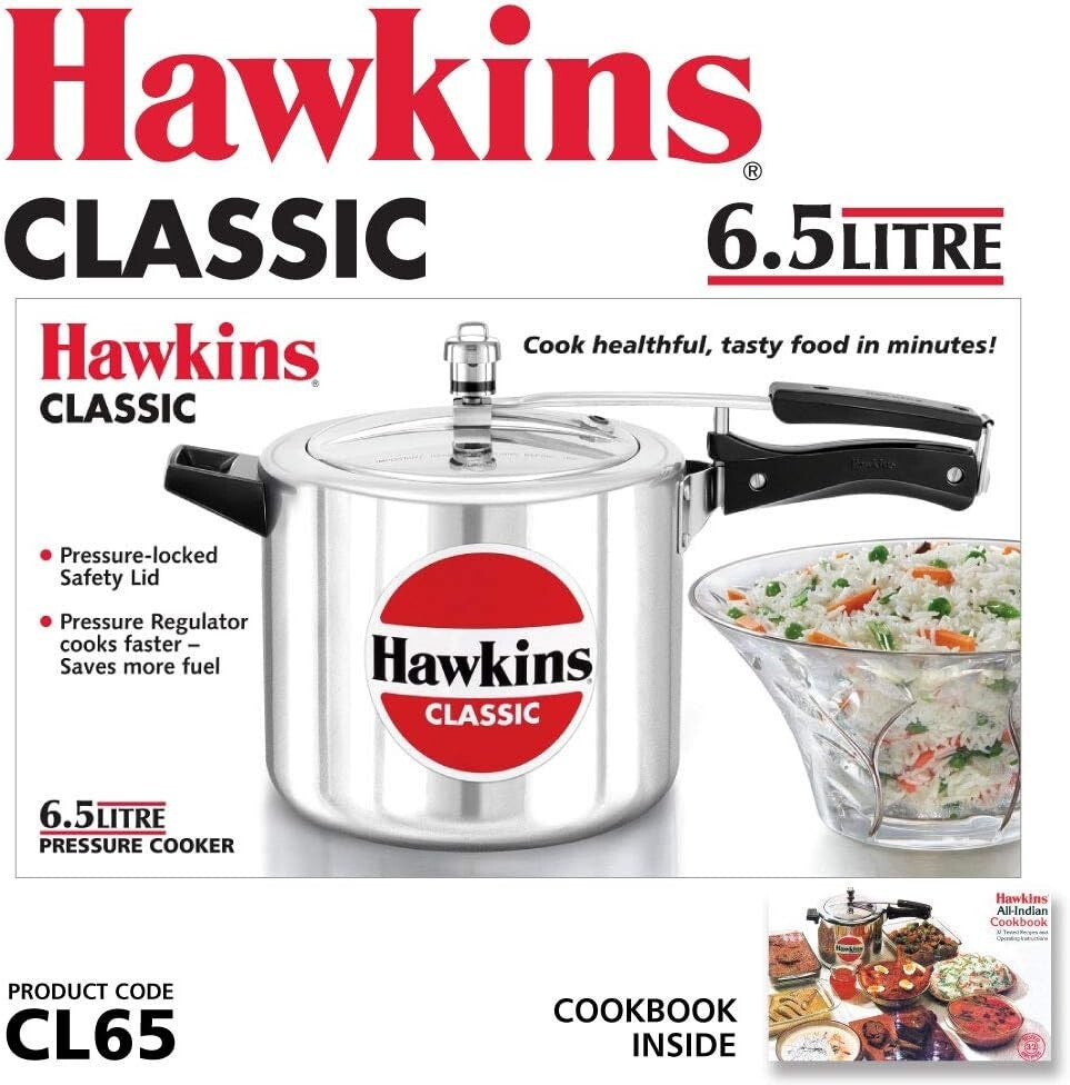 Hawkins Classic Pressure Cooker, Silver, HawCL65 6.5-Liter ?HWS_CL65_SIR